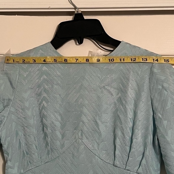 ❤️sale Vintage 60’s party dress baby blue w/metallic sheen semi bell sleeve sz S - Picture 8 of 11